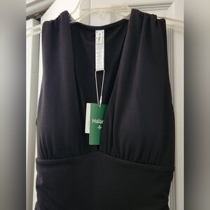 Halara V Neck Sleeveless Rushed Pocket Jumpsuit w. Pockets- EASY Peezy